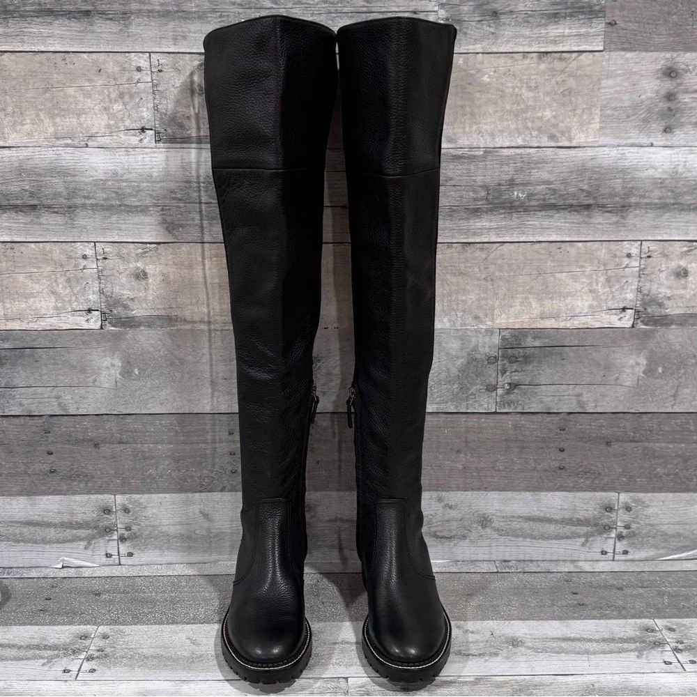 TORY BURCH MILLER LUG SOLE OVER-THE-KNEE BOOT - PERFECT BLACK - SZ - 6M